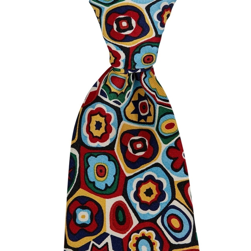 Museum of Fine Arts Boston Men's Silk Necktie Multicolor Floral Geometric - Picture 3 of 8
